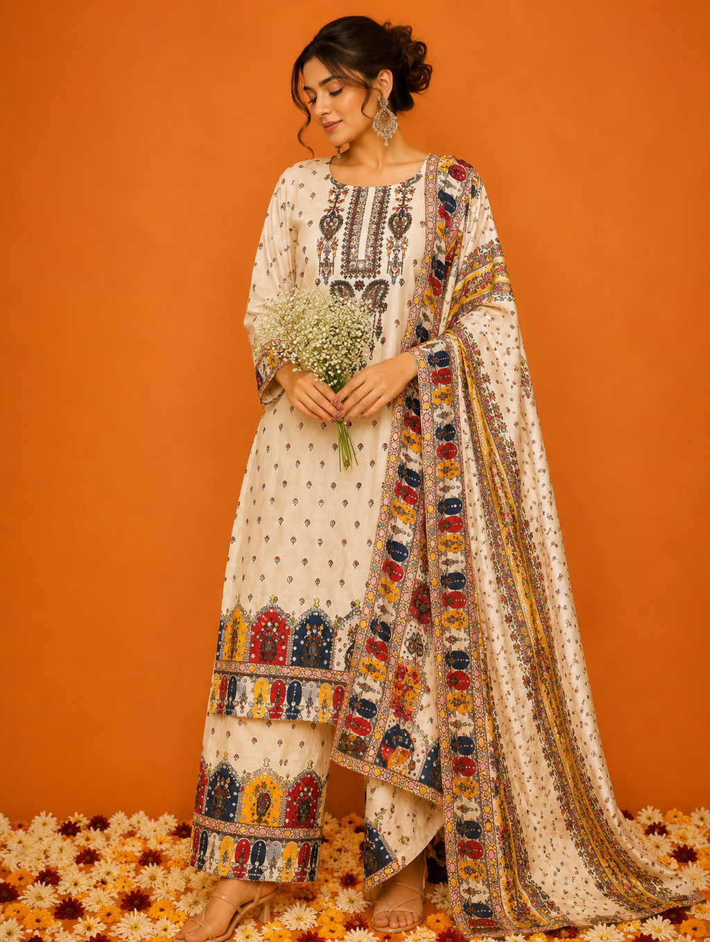 Noor Mahal Printed Poly Crepe Suit Set