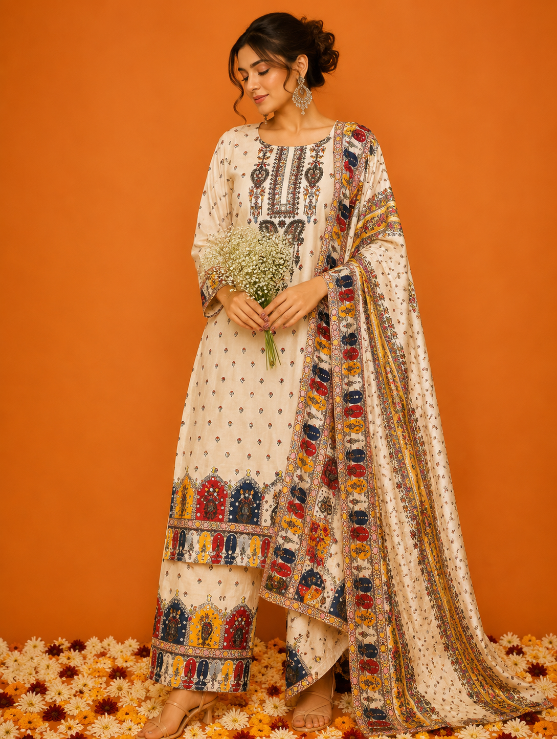 Noor Mahal Printed Poly Crepe Suit Set