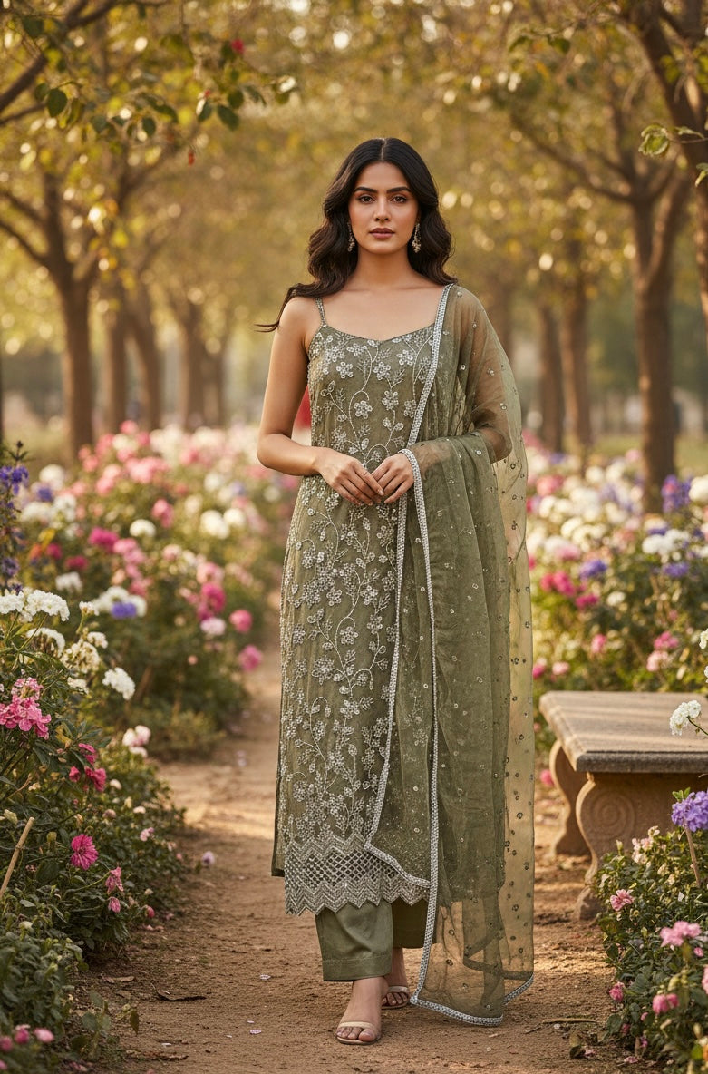 Jimmy Choo Embellished 3 piece Unstitched Suit