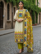Emerald Elegance Embellished Raw Silk Suit Set