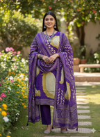 Rang-e-Noor Purple Crepe Silk Suit Set