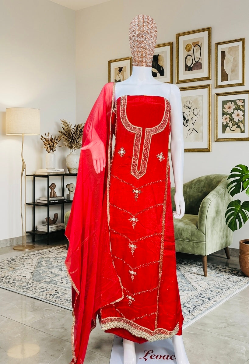 3 piece Uppada Silk Unstitched Suit