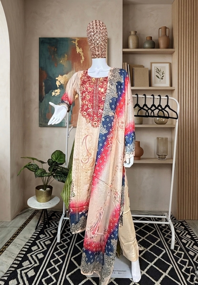 Poly Chinon Mirror Work Suit