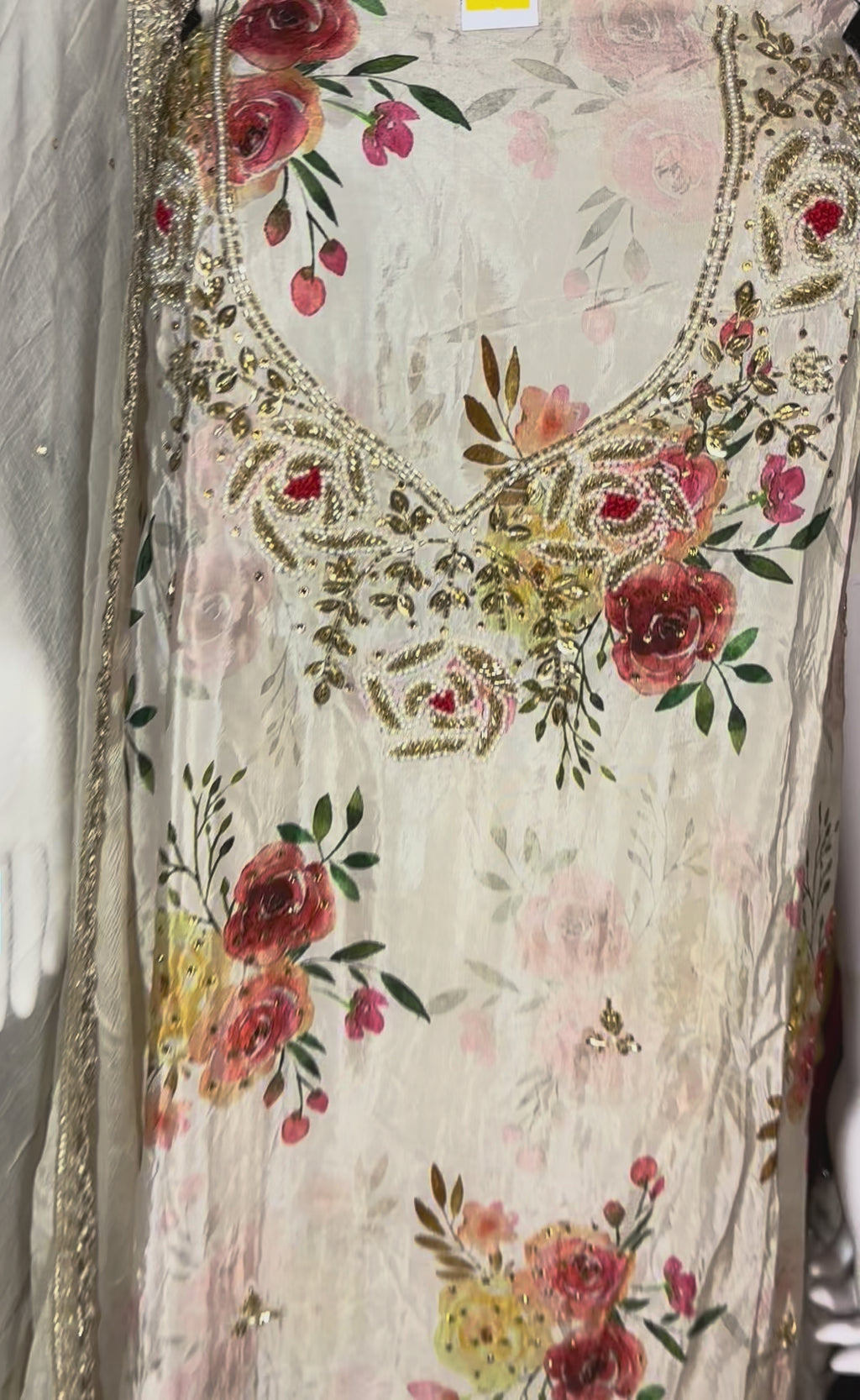 Ivory Bloom Floral Handwork Unstitched Suit Set