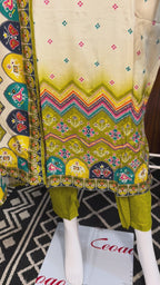 Emerald Elegance Embellished Raw Silk Suit Set